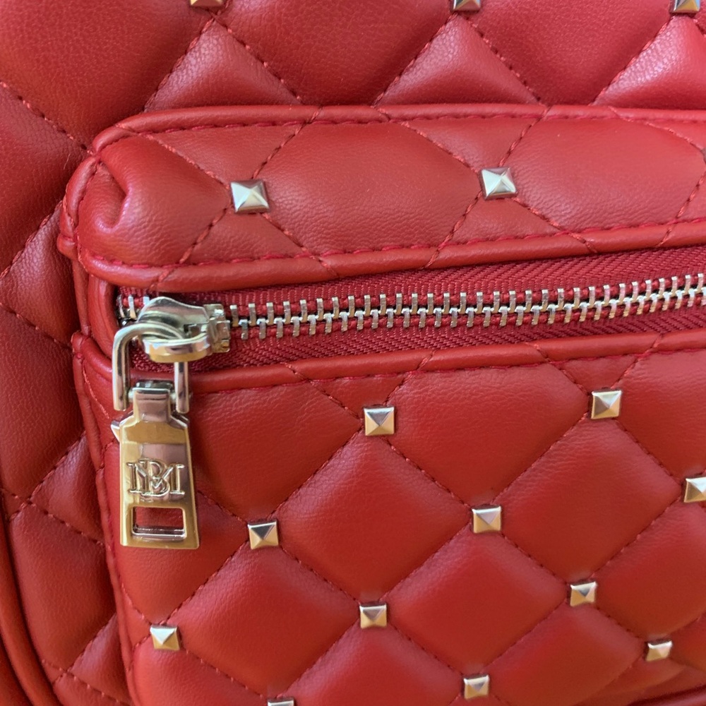 Badgley Mischka Vegan Leather Red Mini Studded Backpack NWT. - Picture 2 of 16
